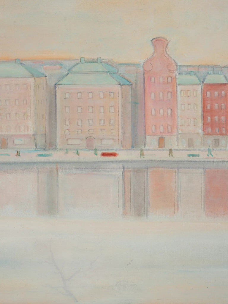 Pastel city by the water